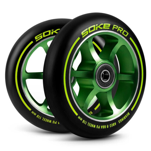 Grüne Räder für Roller 110 mm, 2er-Pack
