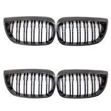 4x Front Kidney Double Grille Sport Grill Replacement For- E81 E87 E88 1 Series 2004-2007 GLOSS BLACK