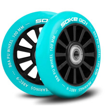 Türkisfarbene Räder für Roller 100 mm, 2er-Pack