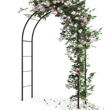 Gewölbte Gartenpergola für Kletterpflanzen aus dunkelgrünem Metall