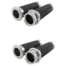 2X Uchwyty Motocyklowe 1 Cal 25mm Uchwyty Kierownicy Gumowe do Touring Road King Bobber Cafe Racer Srebro