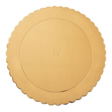Rundes Kuchenblech 26 cm in Gold mit umgeschlagenem Rand