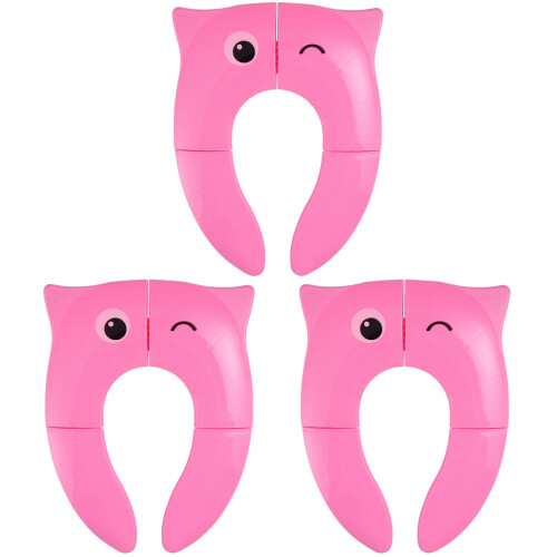 3Pièces Wc Pliable Rose En PP, Confortable Facile À Nettoyer 1