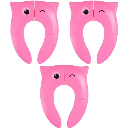 3Pièces Wc Pliable Rose En PP, Confortable Facile À Nettoyer 2