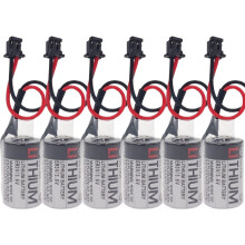 6 Packs ER3V JZSPBA01 3.6V 1000mAh PLC Lithium Battery with Black Plug for Toshiba and Yaskawa