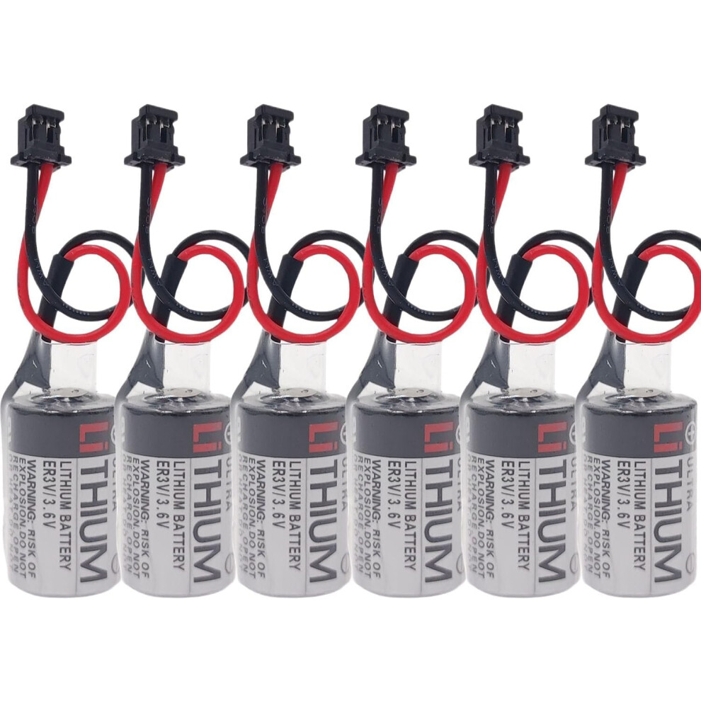 6 Packs Er3v Jzspba01 3.6V 1000Mah Plc Lithium Battery With Plug For Toshiba And Yaskawa Black 9169991296319