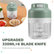 Picadora de Ajo Eléctrica, Picadora de Verduras Portátil de 320 Ml con 6 Cuchillas, Recargable por USB.