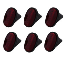6 Stuks Fiets Achterspatbord Reflector Spatbord Ovaal Waarschuwing Rood Zwart