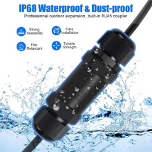 Acoplador RJ45 Impermeable, Blindado IP68, Gigabit Ethernet PoE Hembra A Hembra para Red LAN.