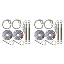 2X Hood Pins Kit for Car, Hood Pin Plate Lock Clip Kit, Universal Engine Hood Pins Bonnet Locking Catch Clip Kits