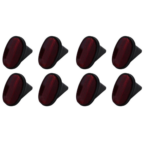 8 Pcs Bicycle Rear Tail  Reflector Mudguard Oval Warnning Red Black