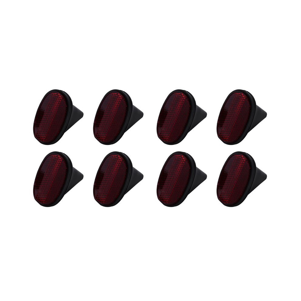 8 Pcs Bicycle Rear Tail Reflector Mudguard Oval Warnning Red/Black 6034120132956