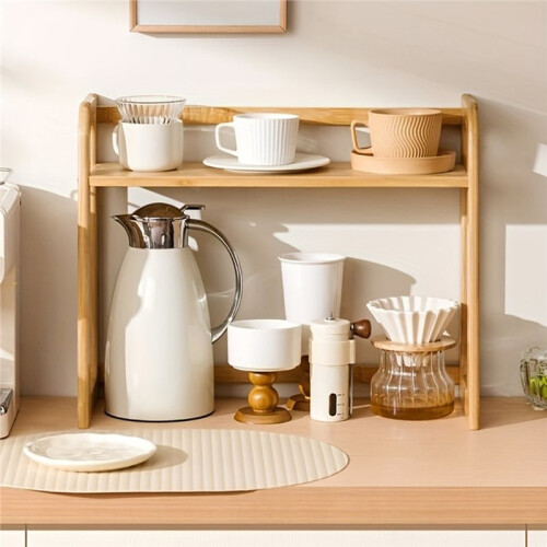 Cup Holder Storage Rack Desktop Doublelayer Coffee Cup Tea Set Storage Cup Rack Coffee Utensil Storage the Table Gift A 1