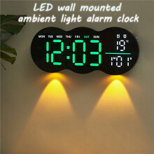 Réveil Lumineux LED pour Salon, Horloge Murale avec Fonction Minuterie, Deux Niveaux de Luminosité et Télécommande B