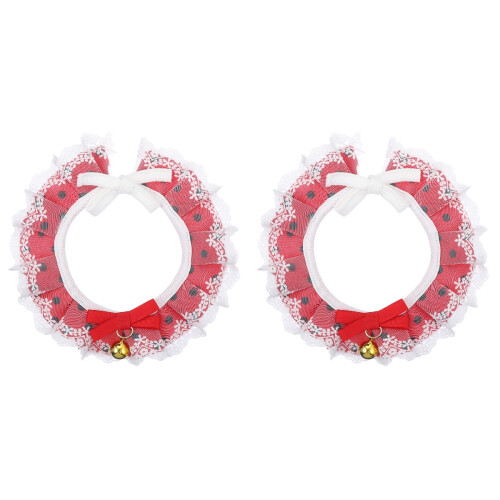 2Pièces Collier Chat Dentelle Avec Clochette Respirant 1