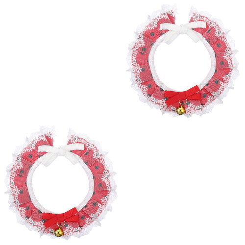 2Pièces Collier Chat Dentelle Avec Clochette Respirant 2