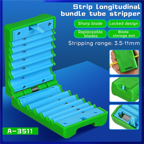 Fiber Optic Stripper 3.5mm-11mm Longitudinal Banded Bundle Tube Stripper FTTH Optical Fiber Cable Sheath Stripper Tool 2
