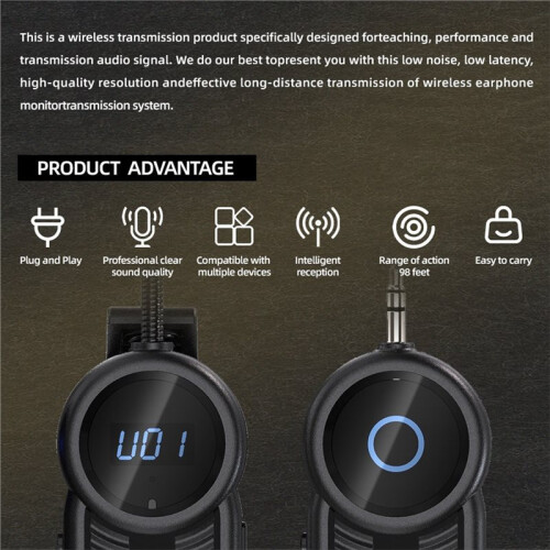 Wireless Saxophone Microphone System for Instruments UHF Rechargeable Microphone Receiver and Transmitter for Sax 2