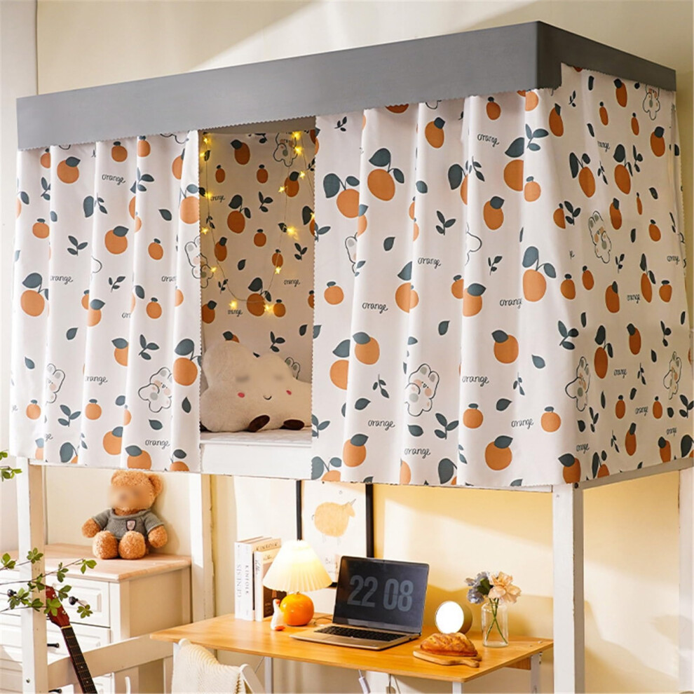 Bunk Bed Curtains Blocking Breathable Fabric For Bottom Bunk Privacy, 2 Pack Light/Orange