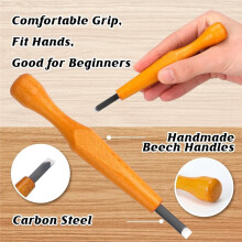 5 Pcs Carving Tools Set - Flat Linoleum & Wood Carving Knifes Chisel V Shaped Tools for Linocut Printmaking