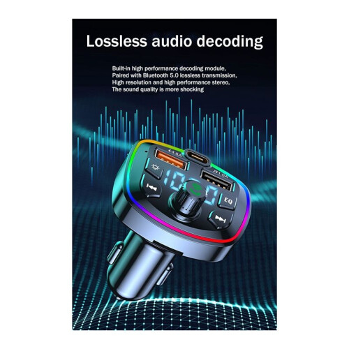 Auto--FM-Transmitter Auto--MP3-Player Dual-USB-AutoladegeräT mit EQ-AtmosphäRenlicht 1