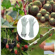 1 Paar Ellenbogenlange Gartenhandschuhe Aus Rindsleder für Durchstich- und Abriebfestigkeit, Ideal für Bauarbeiten