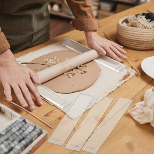 12Pcs 6 Size Acrylic Polymer Clay Depth Guide Set, 2,3,4,5,6,7mmAdjustable Clay Rolling for Polymer Earrings, Roller 2