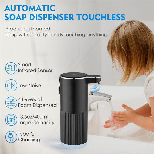 350ml Multifunctional Automatic Soap Dispenser Touchless Foam Dispenser 4 Level Wall Mount Hands Free Auto 2