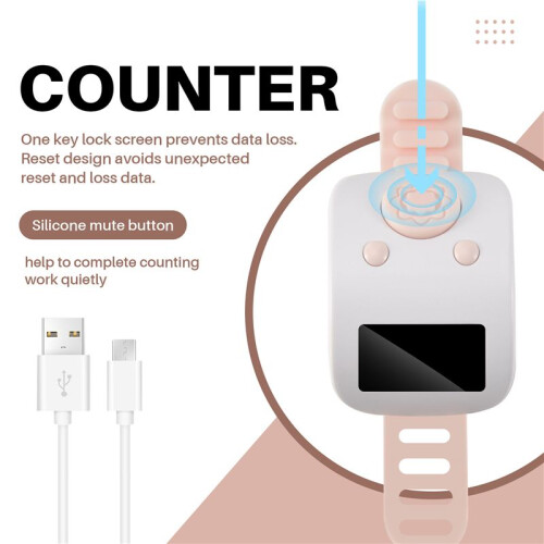 Digital LCD Electronic Finger Ring Hand Tally Counter 6 Digit Rechargeable Counters Clicker-White 2