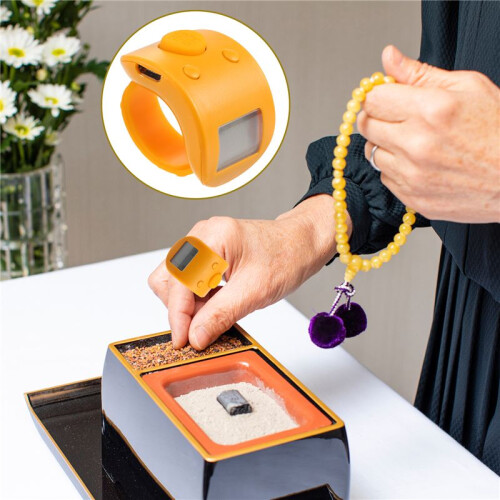 Digital LCD Electronic Finger Ring Hand Tally Counter 6 Digit Rechargeable Counters Clicker-Yellow 2