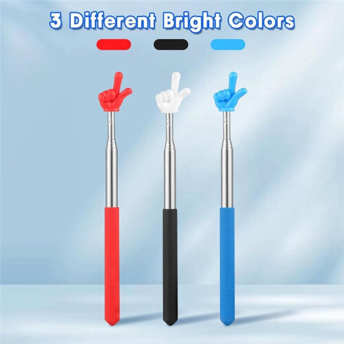 3Pcs Stainless Steel Telescopic Finger Reading Stick Extendable Teacher Pointer Stick for Classroom & Presentations 2