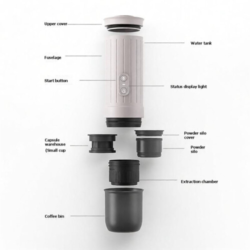 Portable Capsule Coffee Machine, Espresso, Car, Home, Outdoor Camping, Semi-Automatic, Handheld, Small 2