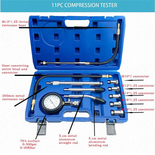 Automobile Compression Test Tool, Engine Cylinder Leakage Compression Test Pressure, Engine Cylinder Pressure Gauge 1