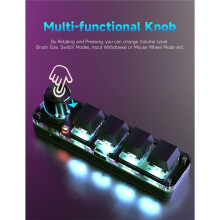 Clavier Mécanique Macro à une Main, Clavier de Jeu 4 Touches Entièrement Programmable pour les Boutons et les Touches, RGB
