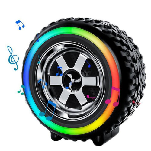 Wireless Speaker Small Car Wheel Shaped Speaker with Led Light Handheld Pocket Size 1