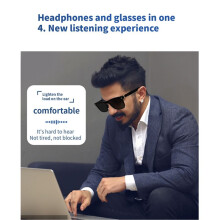 Lunettes Intelligentes E13 Lunettes Sans Fil  5.0 avec éCouteurs Appels Mains Libres Musique Photographie, Noir + Transparent A