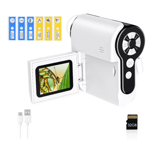 Handheld Digital Microscope for Kids  Portable Pocket DV Miniature Microscope with 32G Memory Card