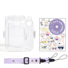 Pour Instax 12 PC Housse de Protection pour Appareil Photo Bandoulière Sac de Rangement Sangle Autocollant Ensemble Violet