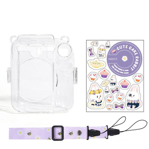 For  Instax  12 PC Camera Case Protection Cover Shoulder Strap Storage Bag Strap Sticker Set