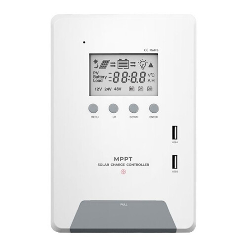 MPPT Solar Charge Controller 30A 12V/24V Dual USB Solar Controller with LCD Display for Solar Power  Home