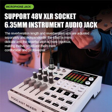 Audio Interface Mixer Sound Card, DSP Studio Recording Live Sound Card for KTV Karaoke, Live Broadcast,Phone Computer