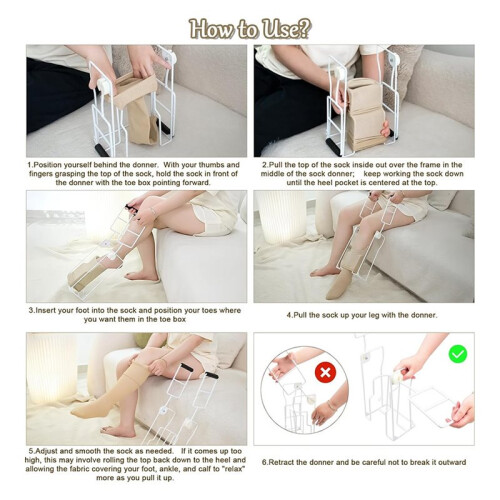 Compression Sock Aid Device with Extended Handle, Compression Sock Donner Helper with Adjustable Angle, Suitable 2
