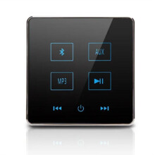 Home Theater Wall Amplifier Touch Screen Music Panel Home Background Audio System Support USB TF Card(Black)