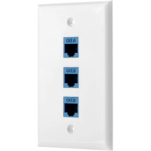 1 Plaque Murale Ethernet à 3 , Plaque Murale RJ45 avec Insert de Coupleur en Ligne RJ45 , Plaque Murale Cat6  Jack