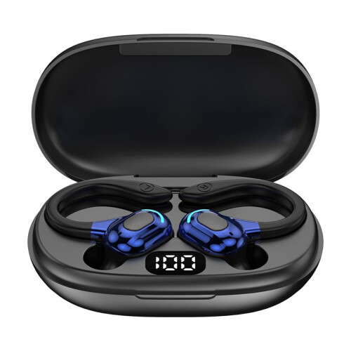 Earhook  Headset AI  Translation Öronproppar Digital Display Sport Noise Reduction Headset Blå