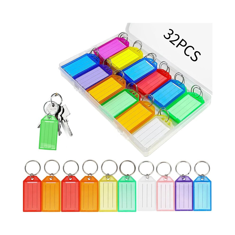 32Pcs Key Fobs With Labels, Heavy Duty Key Tags With Ruled Blank Paper, Split Rings For Keys, Luggage, Pets And More 6132829089004