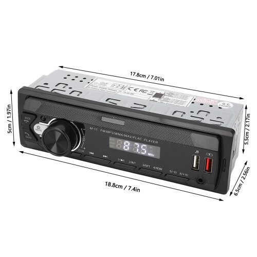 Single Din Car Stereo Receiver Kit MP3 USB FM AM 12V 1
