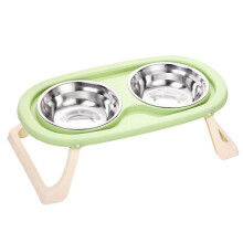 1PC Foldable Stainless Steel Pet Bowl Cat Food Bowl Cat Bowl Dog Food Bowl Neck Protection High Foot Double Bowl B