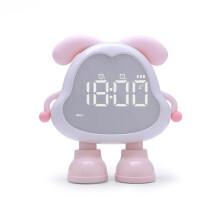 Rechargeable Cute Puppy Alarm Clock Large Volume Silent Operation Night Light Feature Ideal for Heavy Sleepers B
