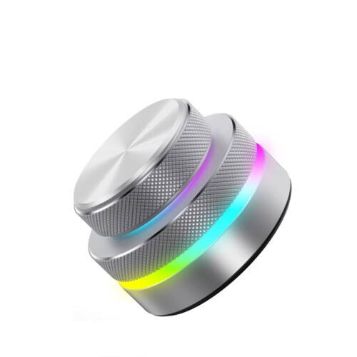 Dual-Mode Dual Knob Keyboard with RGB Lights Reverse Direction Knob Single-Button  Volume Knob Silver